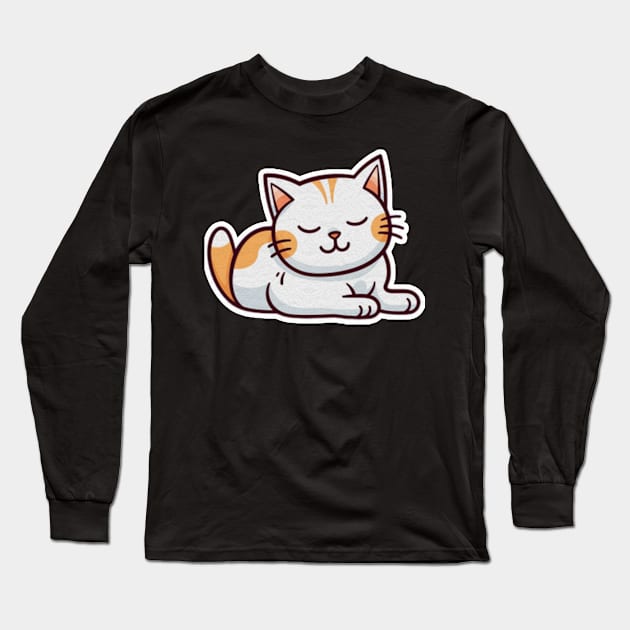 Ivory Elegance Kitty: Crystal Paws of Snowflake Whiskers, a Frosty Feline with Pearl Purrfection. Alabaster Whispers in a Vanilla Dream Cat, where Moonlight Mist meets Silken Snowball, the Cotton Cloud Cat Long Sleeve T-Shirt by PicRidez